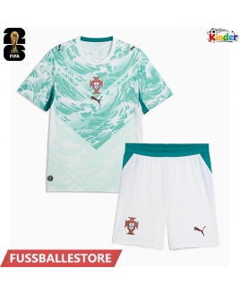 Günstige Portugal Auswärts Trikotsatzt Kinder WM 2026 Kurzarm (+ Kurze Hosen)